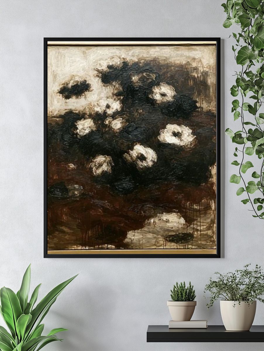 Dark Floral Still Life Poster. — room view 4