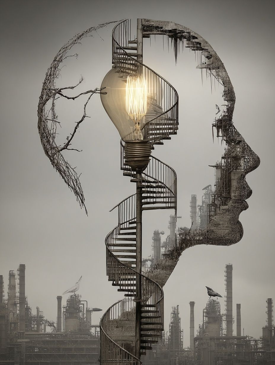 Surreal Lightbulb Spiral — Fine Art Print. poster detail