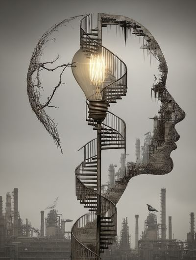 Surreal Lightbulb Spiral — Fine Art Print. poster