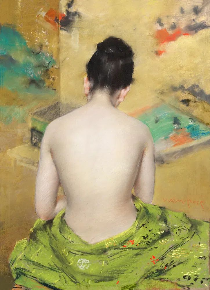Woman in Green Shawl — Fine Art Print. poster — fine-art art