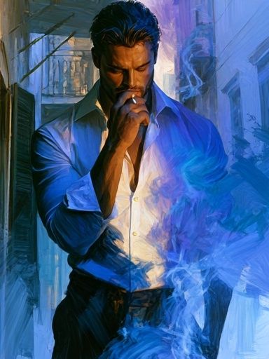 Blue Smoke Portrait Print. poster — fine-art art