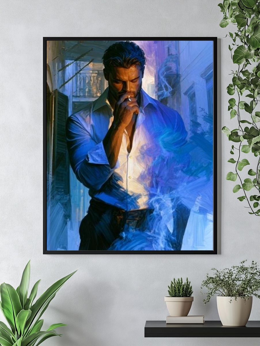 Blue Smoke Portrait Print. — room view 4