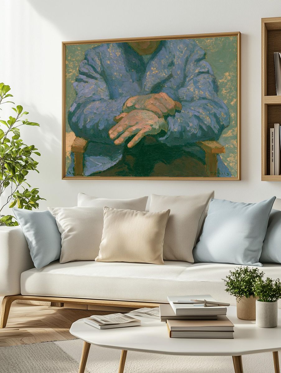 Seated Figure Oil Painting Poster. — room view 2