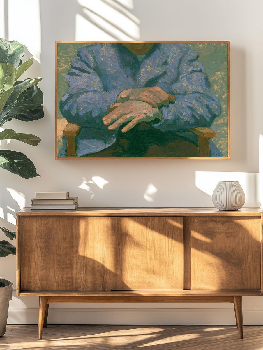 Seated Figure Oil Painting Poster. — room view 3