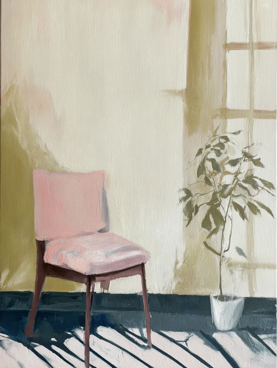 Sunlit Chair Interior Painting Poster. poster detail