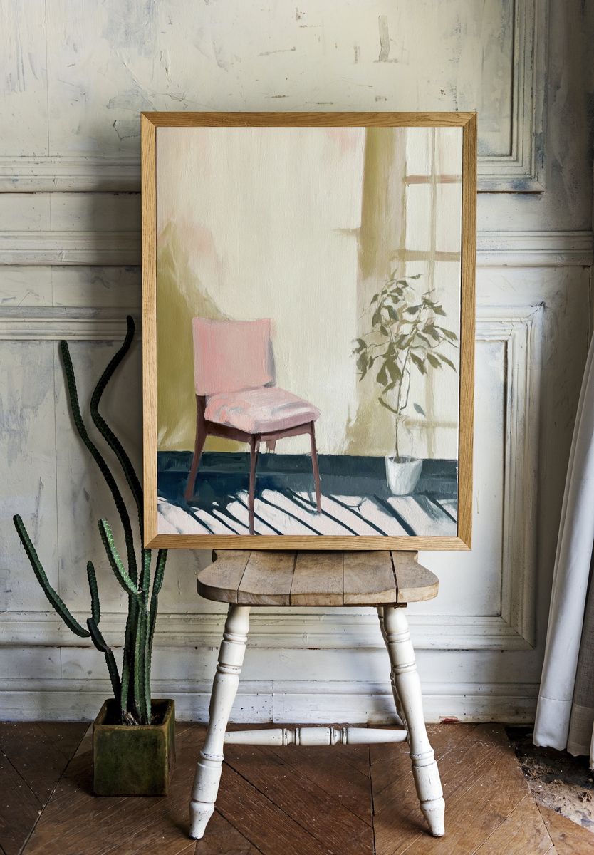 Sunlit Chair Interior Painting Poster. — room view 1