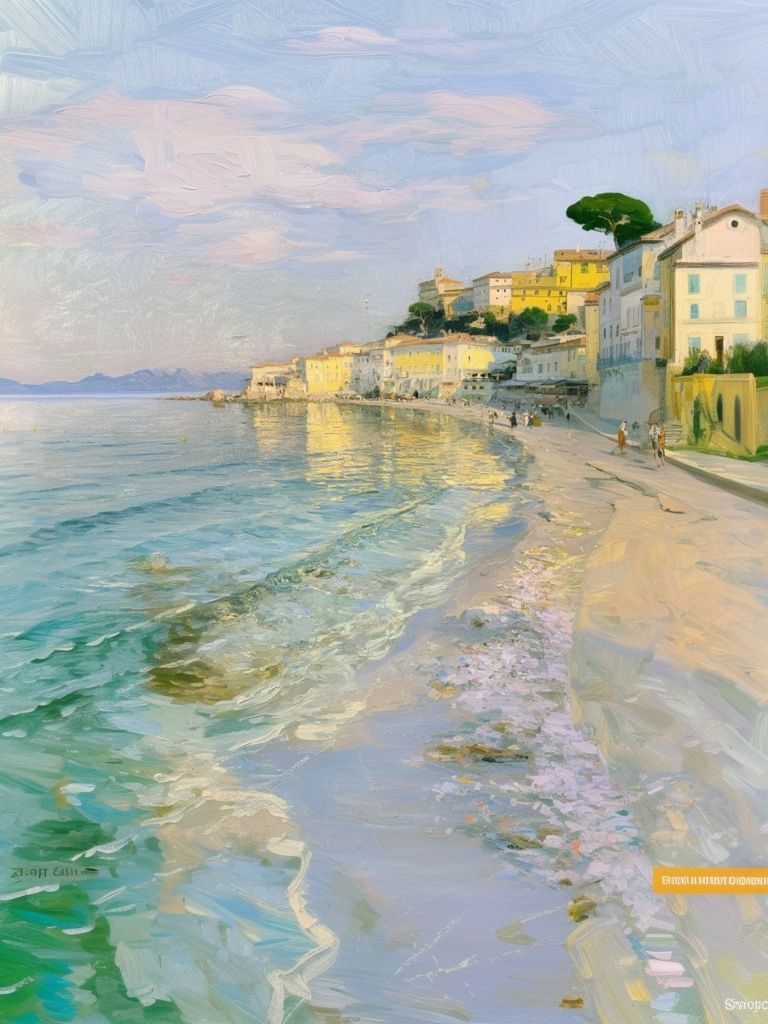 Mediterranean Seaside Village Print. poster detail