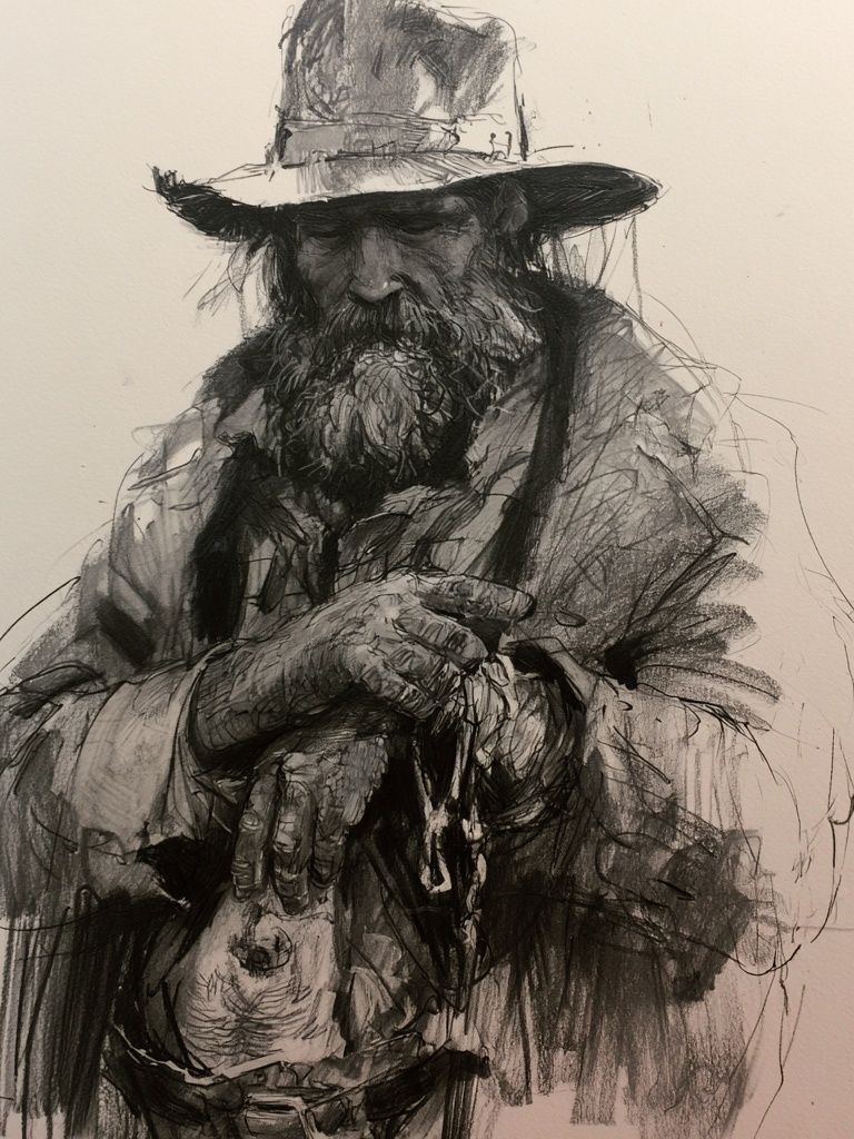 Bearded Man Sketch Portrait Poster. poster — fine-art art