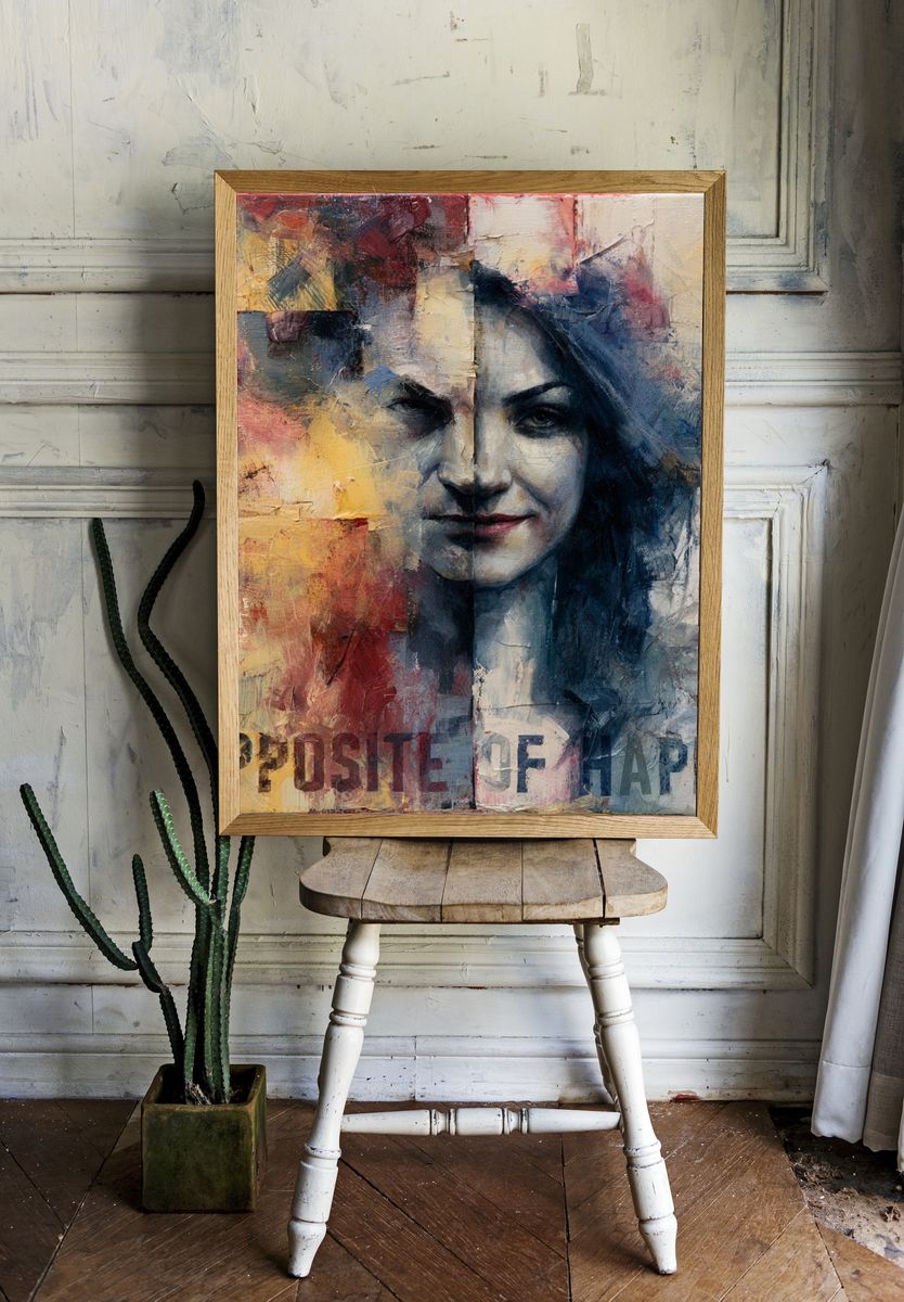Opposite of Happy Portrait Print. — room view 1