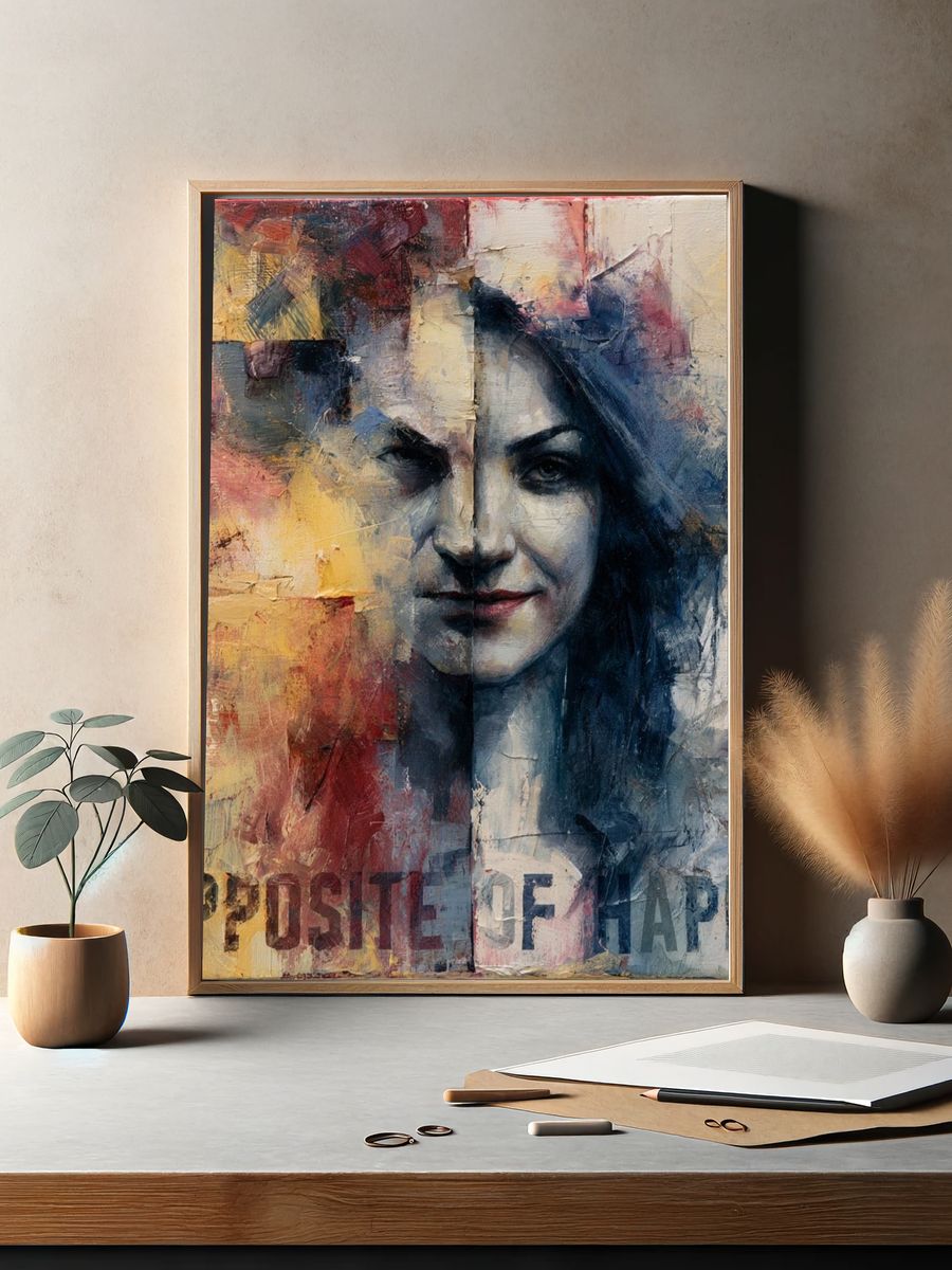 Opposite of Happy Portrait Print. — room view 2