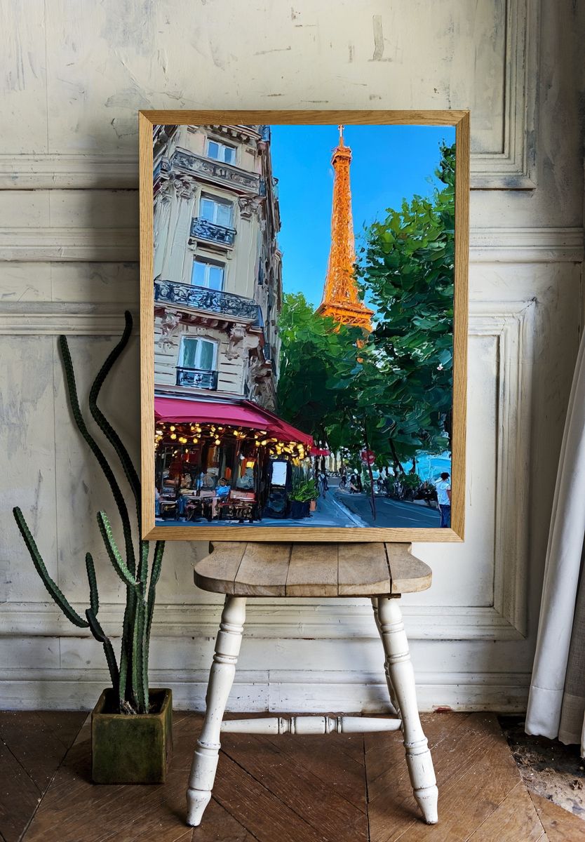 Paris Eiffel Tower Street Scene Poster. room preview