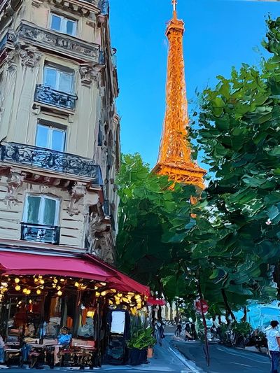 Paris Eiffel Tower Street Scene Poster. poster