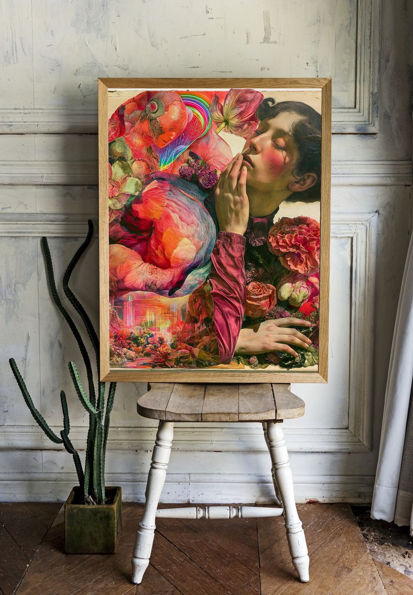 Floral Dream Portrait Print. room preview