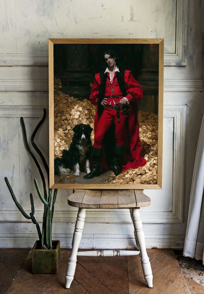 Baroque Portrait with Dog Print. — room view 1