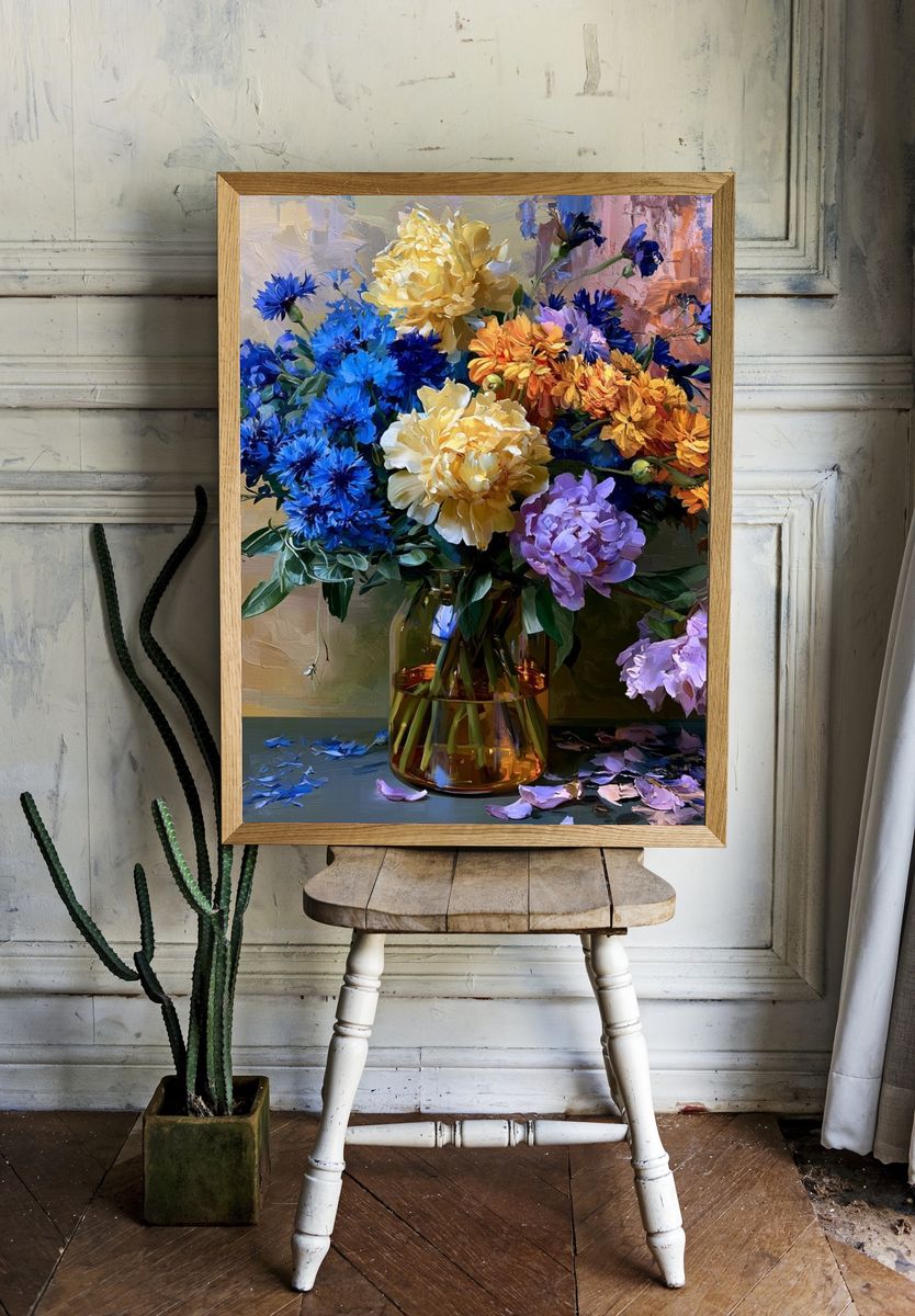 Colorful Floral Bouquet Fine-Art Print. room preview