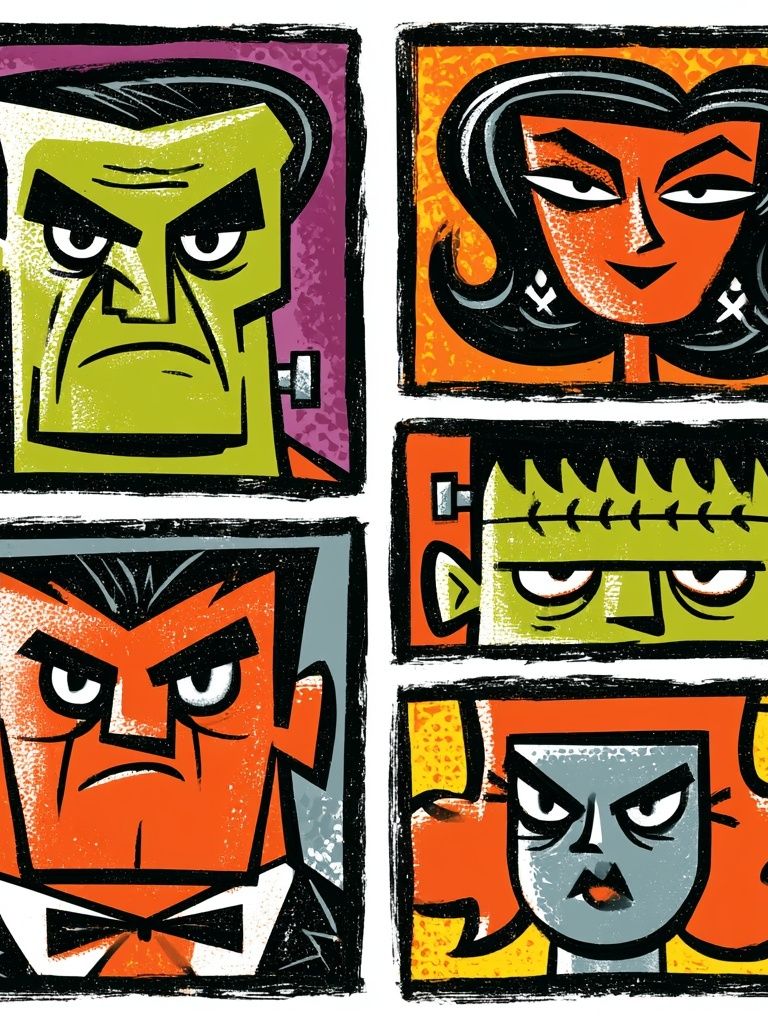 Monster Faces Pop-Art Poster. poster detail