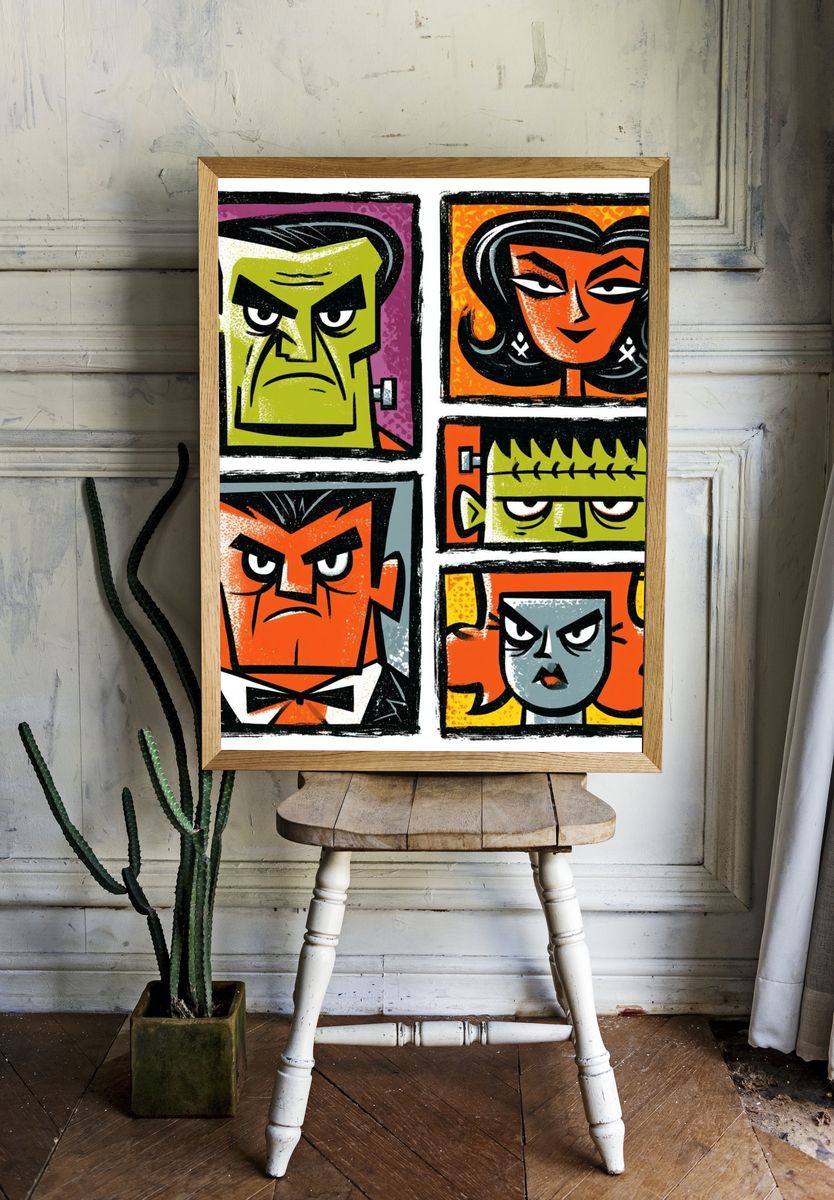 Monster Faces Pop-Art Poster. — room view 1