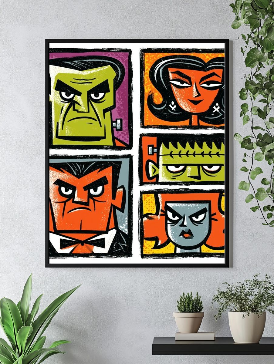 Monster Faces Pop-Art Poster. — room view 4