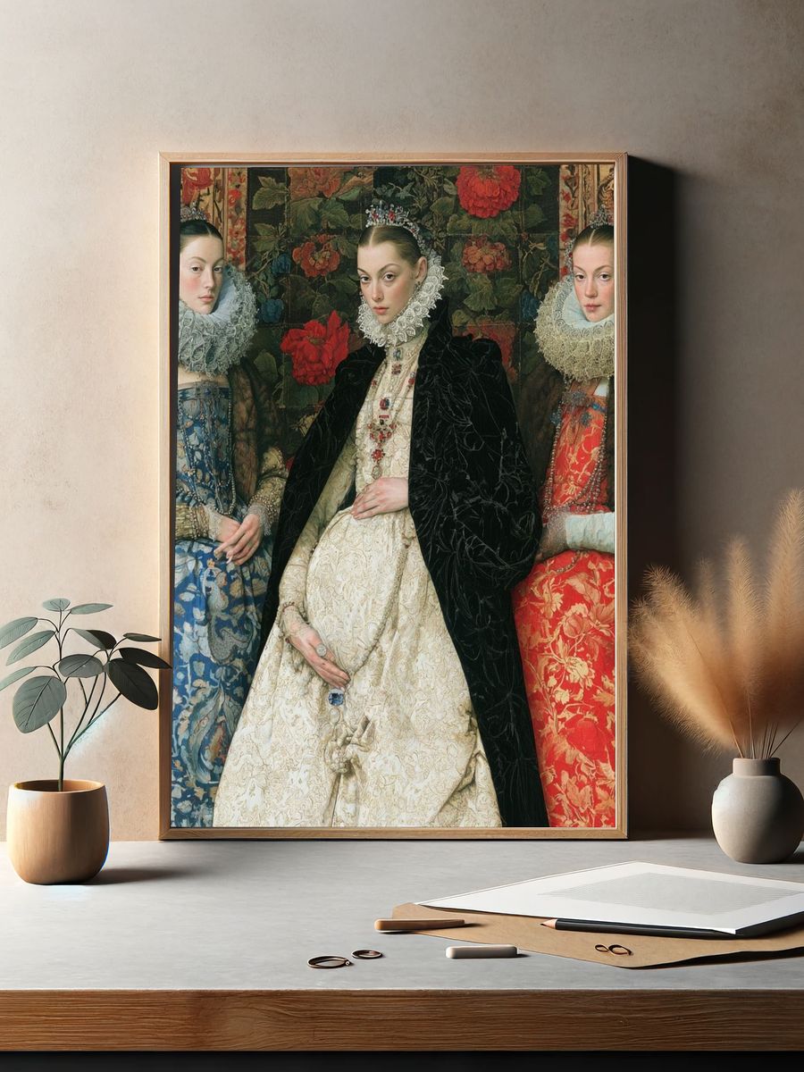 Three Noblewomen Portrait Print. — room view 2