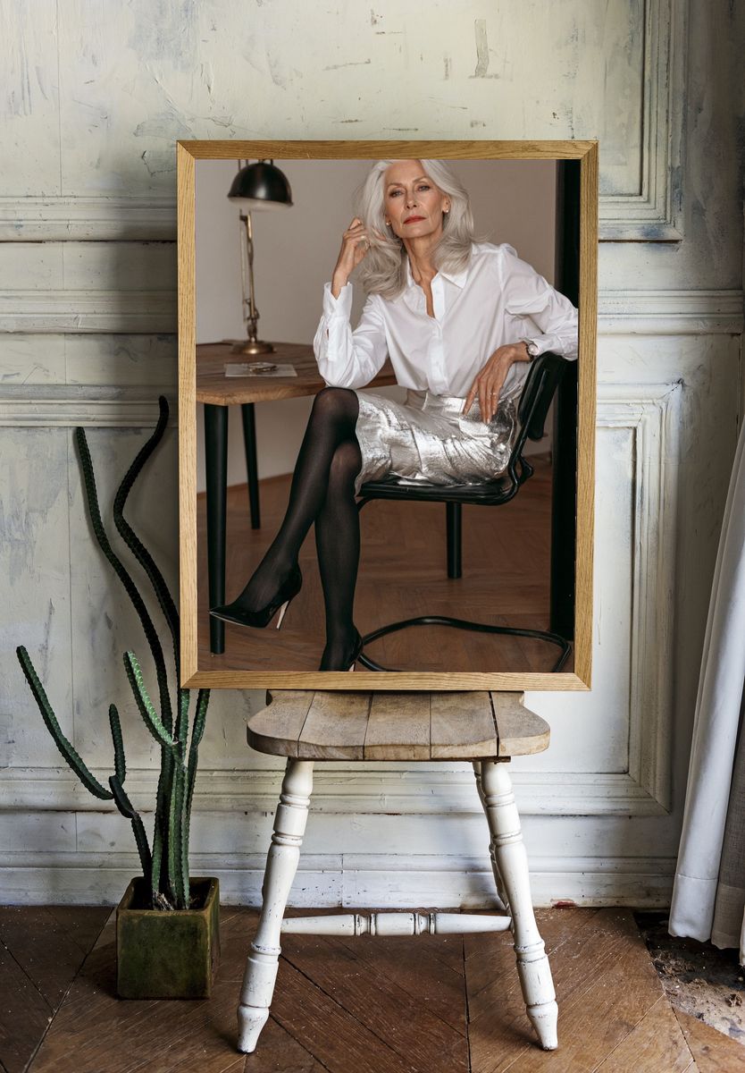 Elegant Silver Fashion Portrait Poster. — room view 1