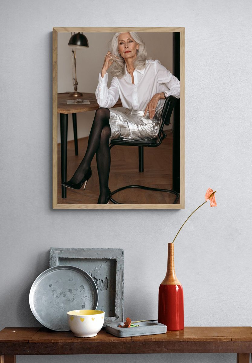 Elegant Silver Fashion Portrait Poster. — room view 3