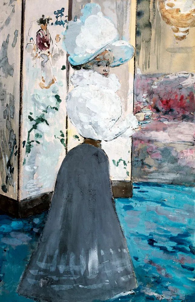 Elegant Woman in Blue — Fine Art Print. poster — fine-art art