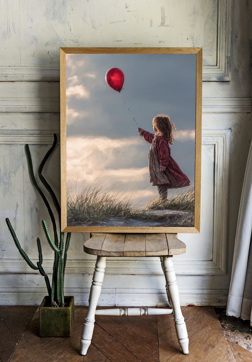 Girl with Red Balloon Fine-Art Print. room preview