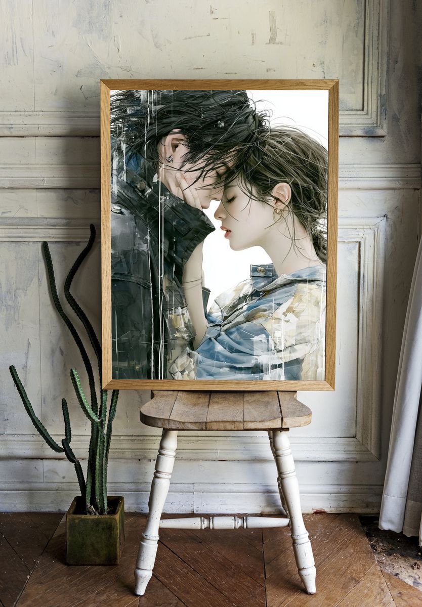 Intimate Couple Portrait Print. — room view 1