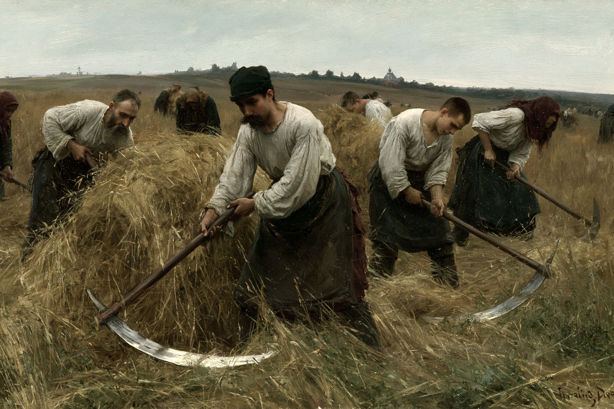 Harvesters in the Field Fine-Art Print. poster detail