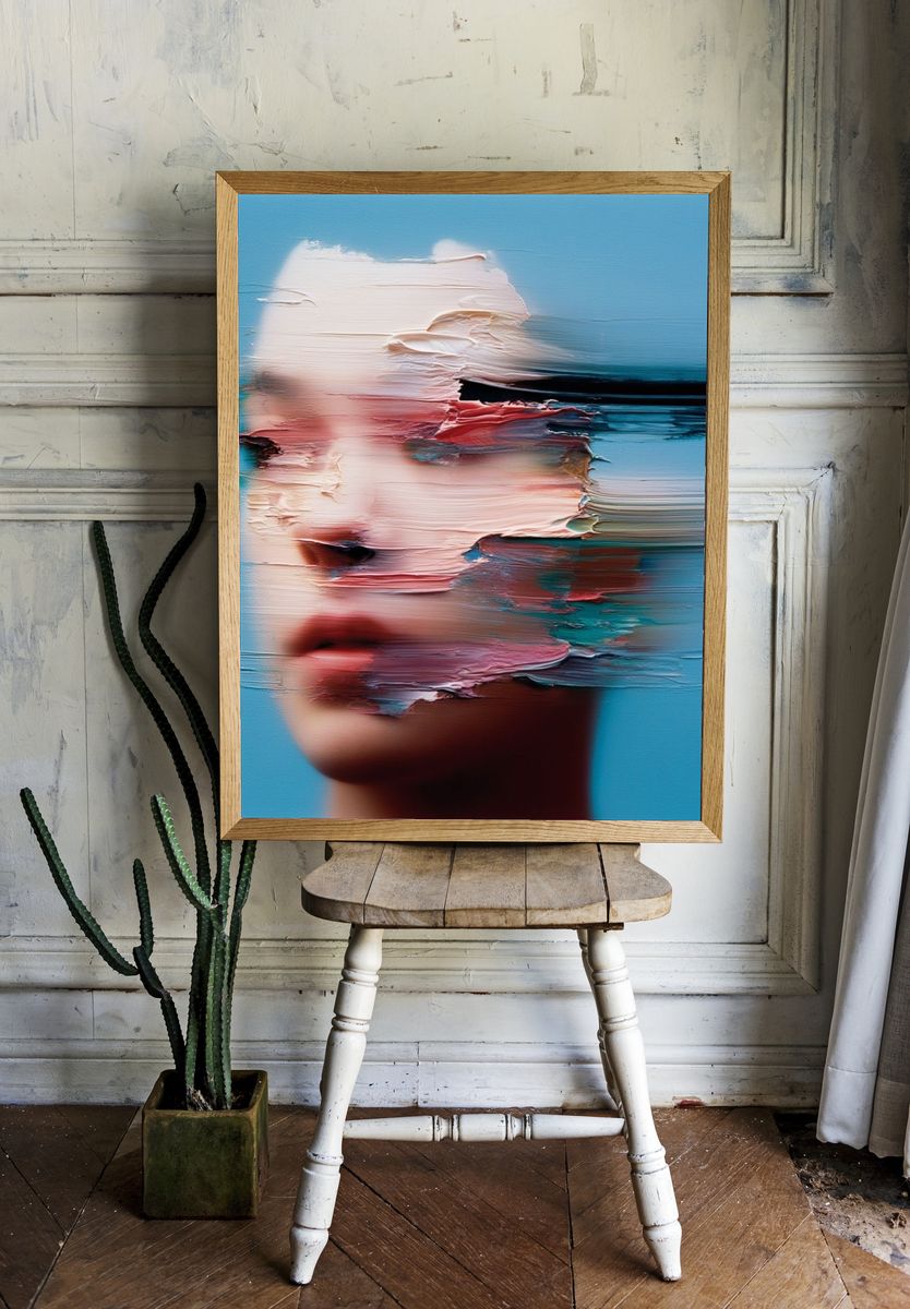 Glitched Portrait Fine-Art Poster. — room view 1
