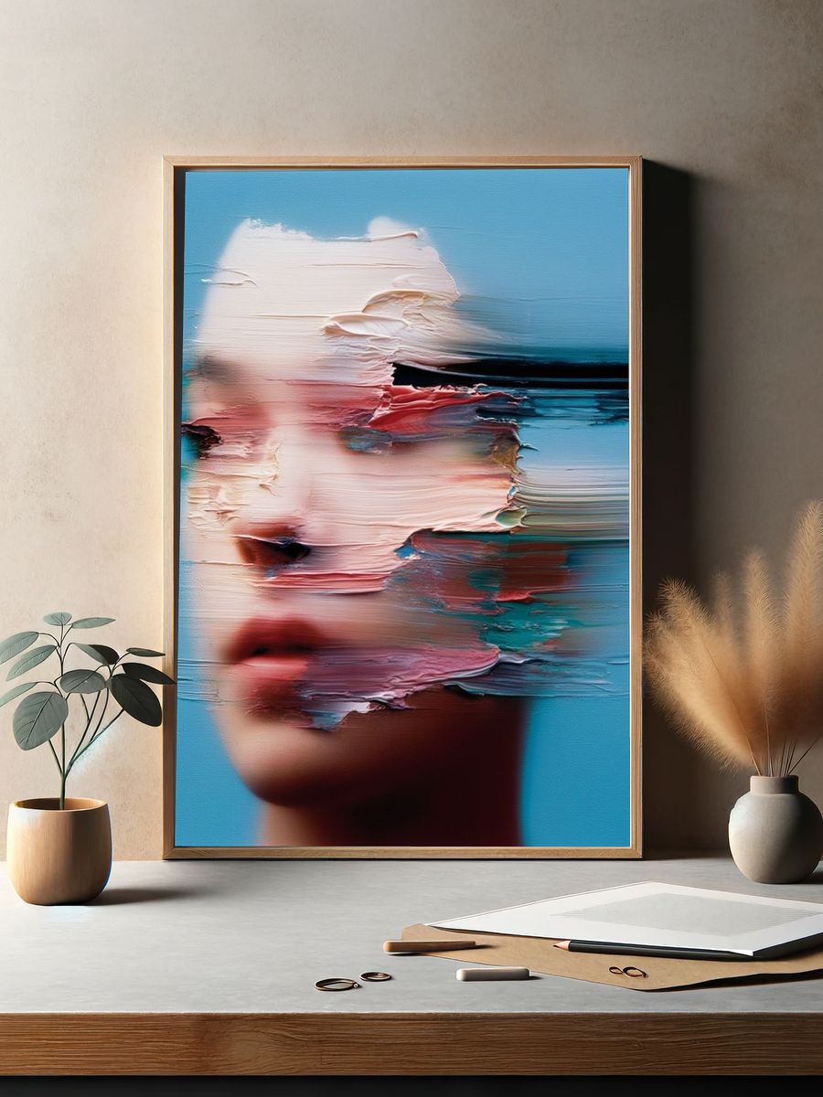Glitched Portrait Fine-Art Poster. — room view 2