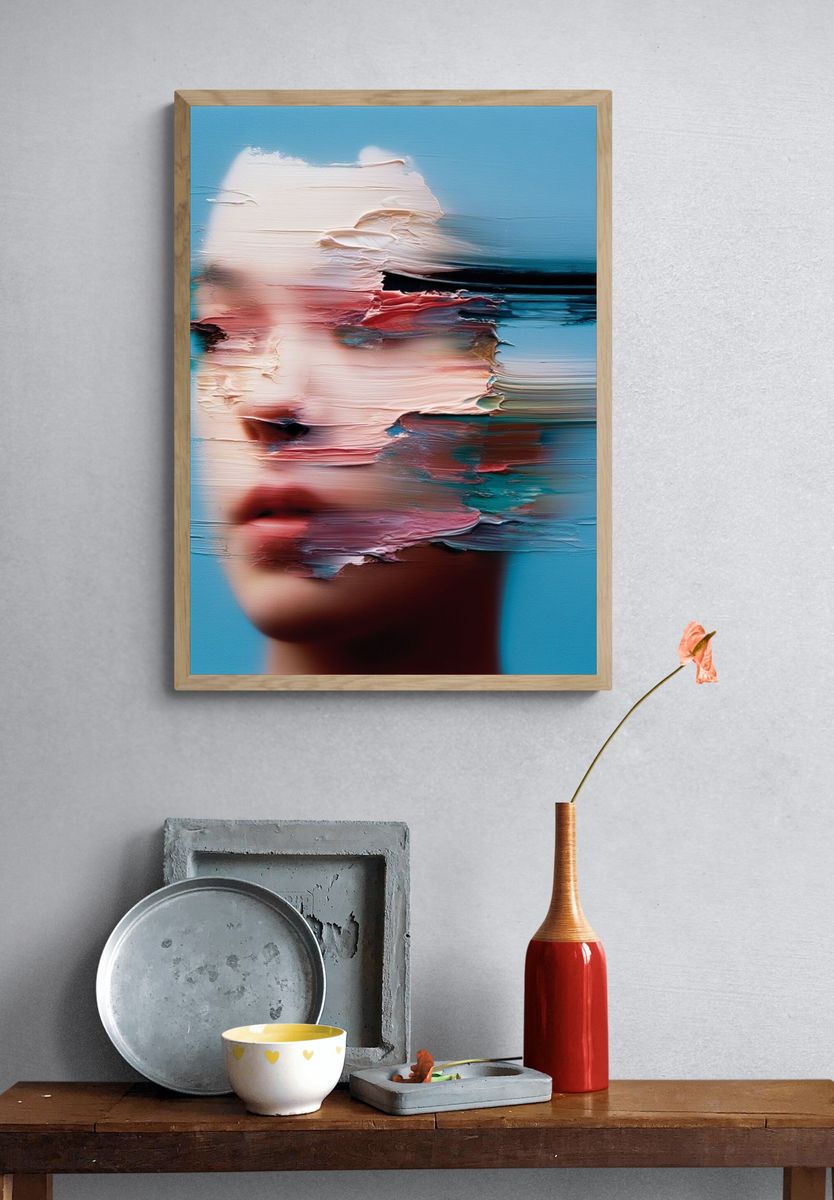 Glitched Portrait Fine-Art Poster. — room view 3