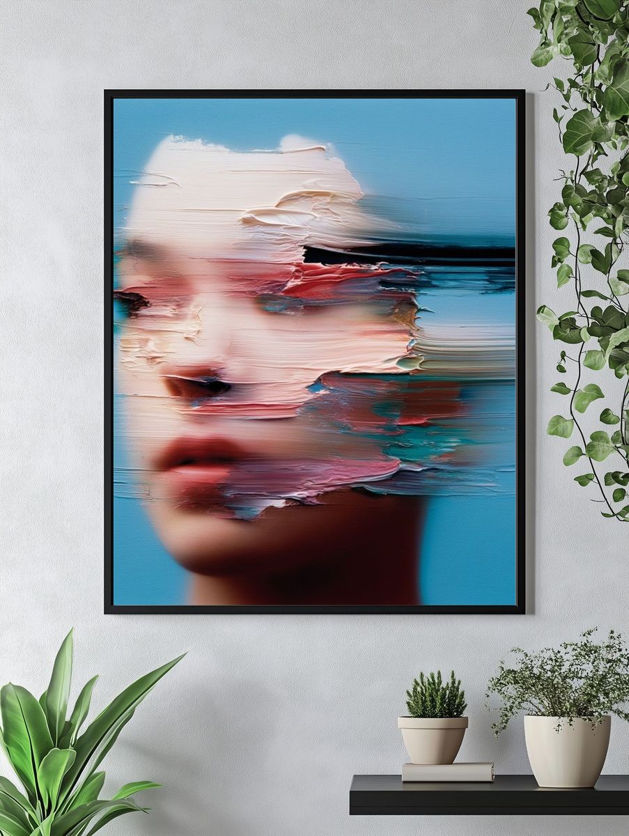 Glitched Portrait Fine-Art Poster. — room view 4