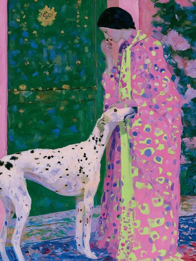 Woman and Dalmatian Fine-Art Print. poster