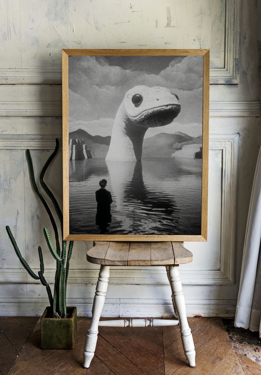 Surreal Creature in Water — Fine Art Print room preview