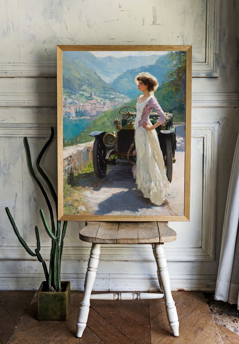 Vintage Roadside Elegance Print. room preview
