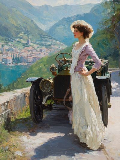 Vintage Roadside Elegance Print. poster