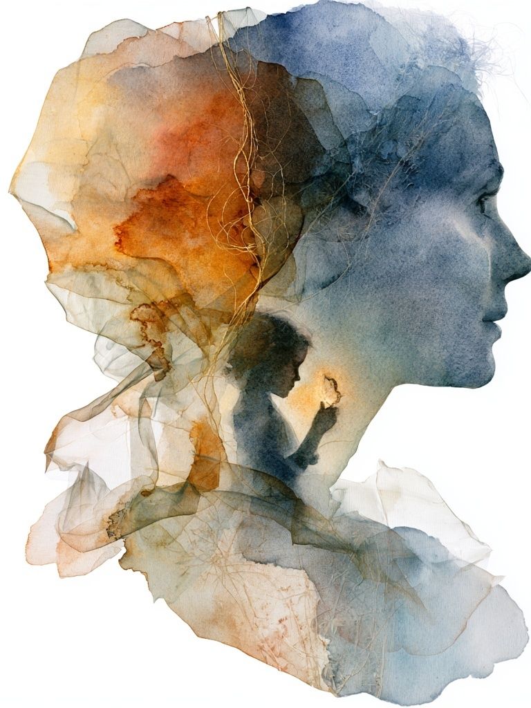 Dreaming Profile Watercolor Print. poster — fine-art art