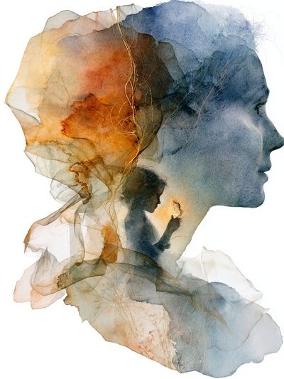 Dreaming Profile Watercolor Print. poster print