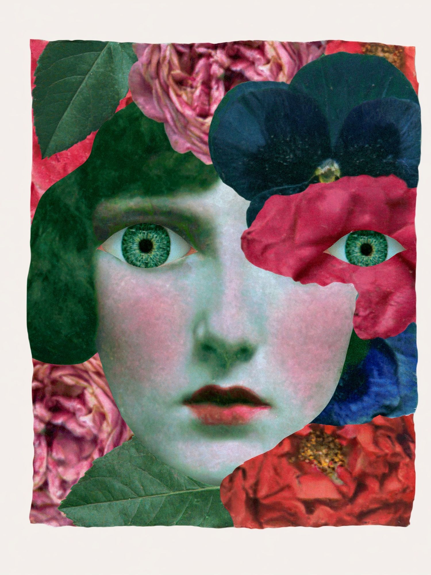 Floral Face Collage Print. poster detail