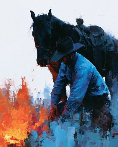 Cowboy and Horse Painting Poster. poster