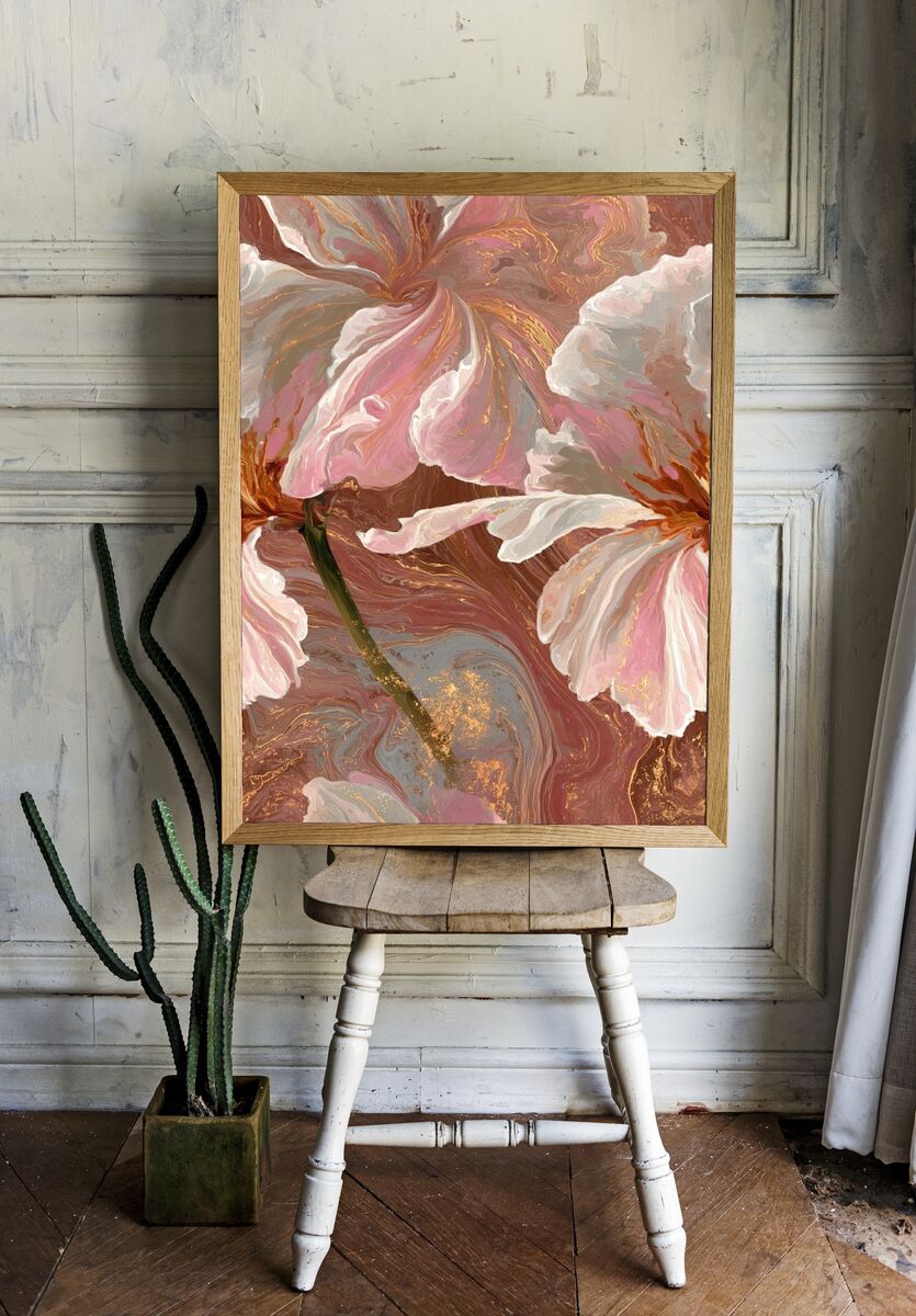 Elegant Floral Abstract Poster. — room view 1