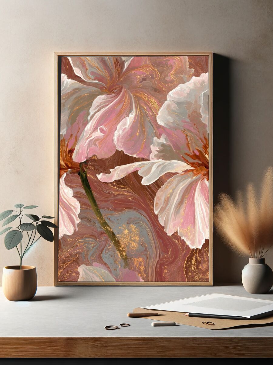 Elegant Floral Abstract Poster. — room view 2