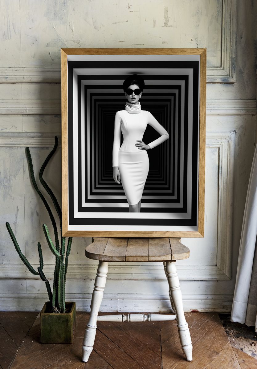 Monochrome Fashion Portrait Poster. — room view 1