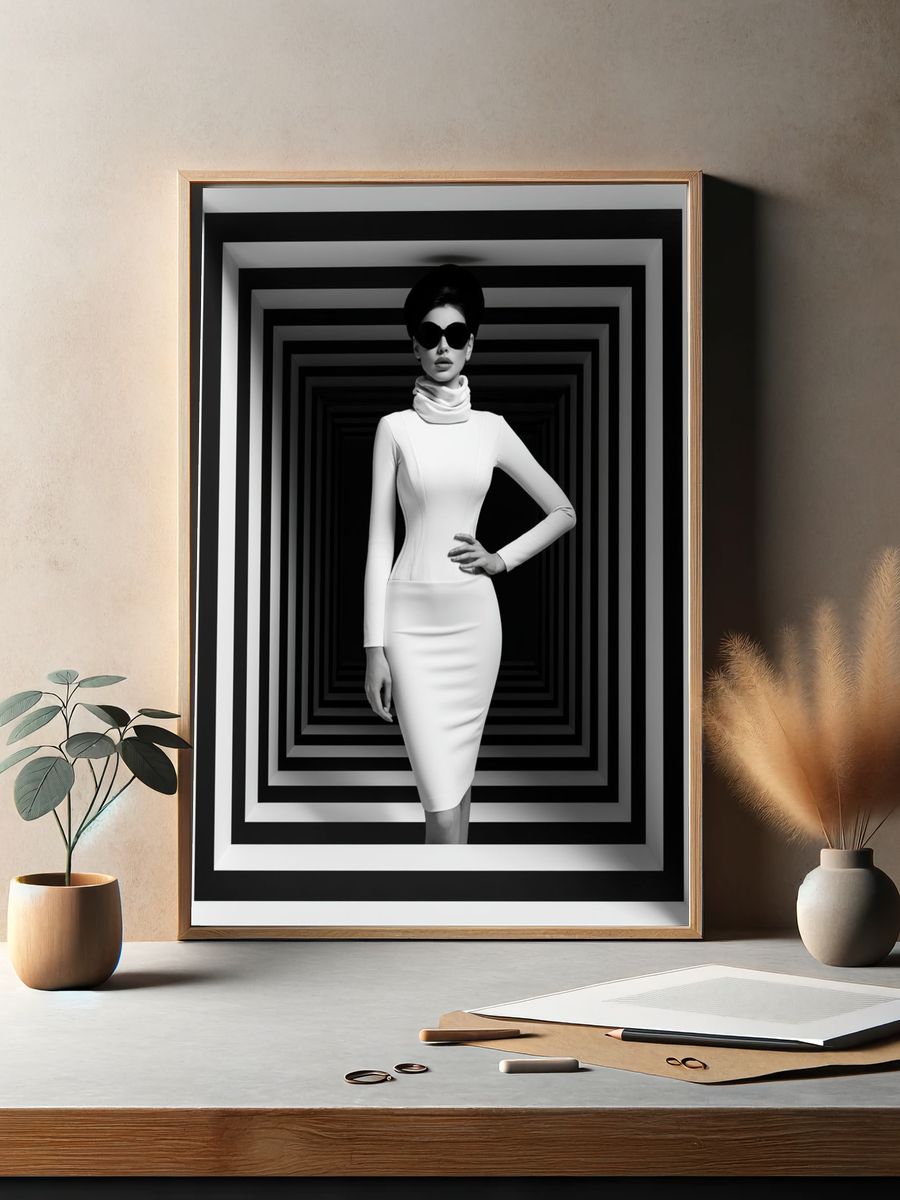 Monochrome Fashion Portrait Poster. — room view 2