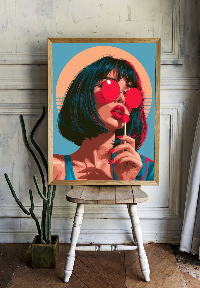 Pop Art Woman with Lollipop Poster. room preview