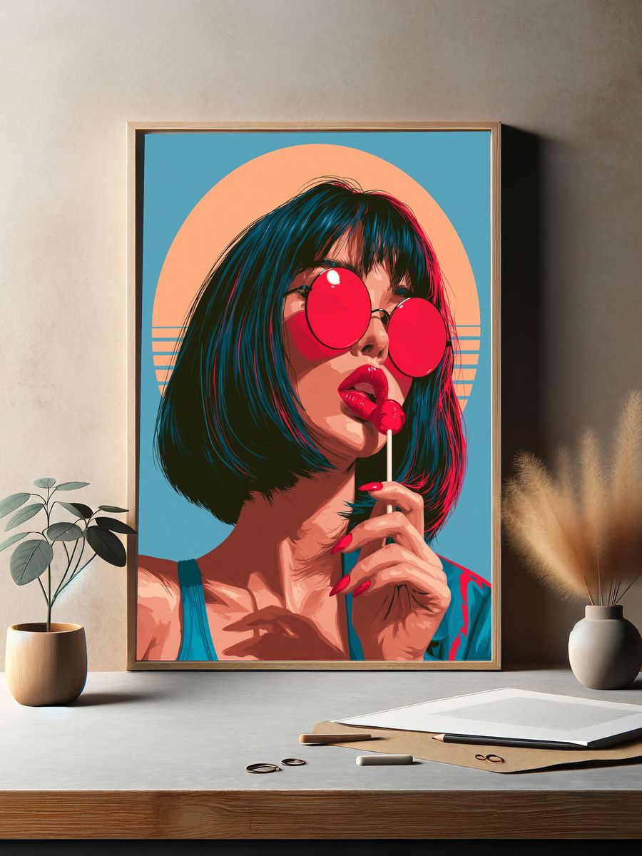 Pop Art Woman with Lollipop Poster. — room view 2