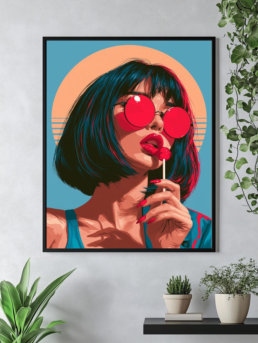 Pop Art Woman with Lollipop Poster. — room view 4