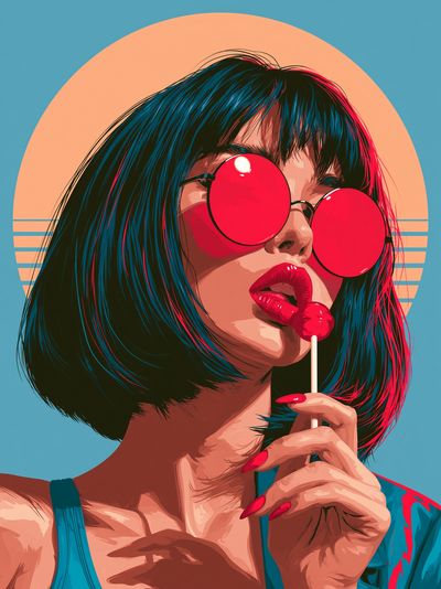 Pop Art Woman with Lollipop Poster.