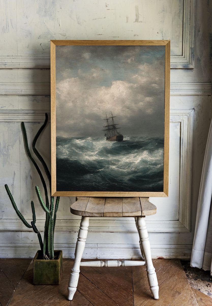 Stormy Sea with Ship — Fine Art Print room preview